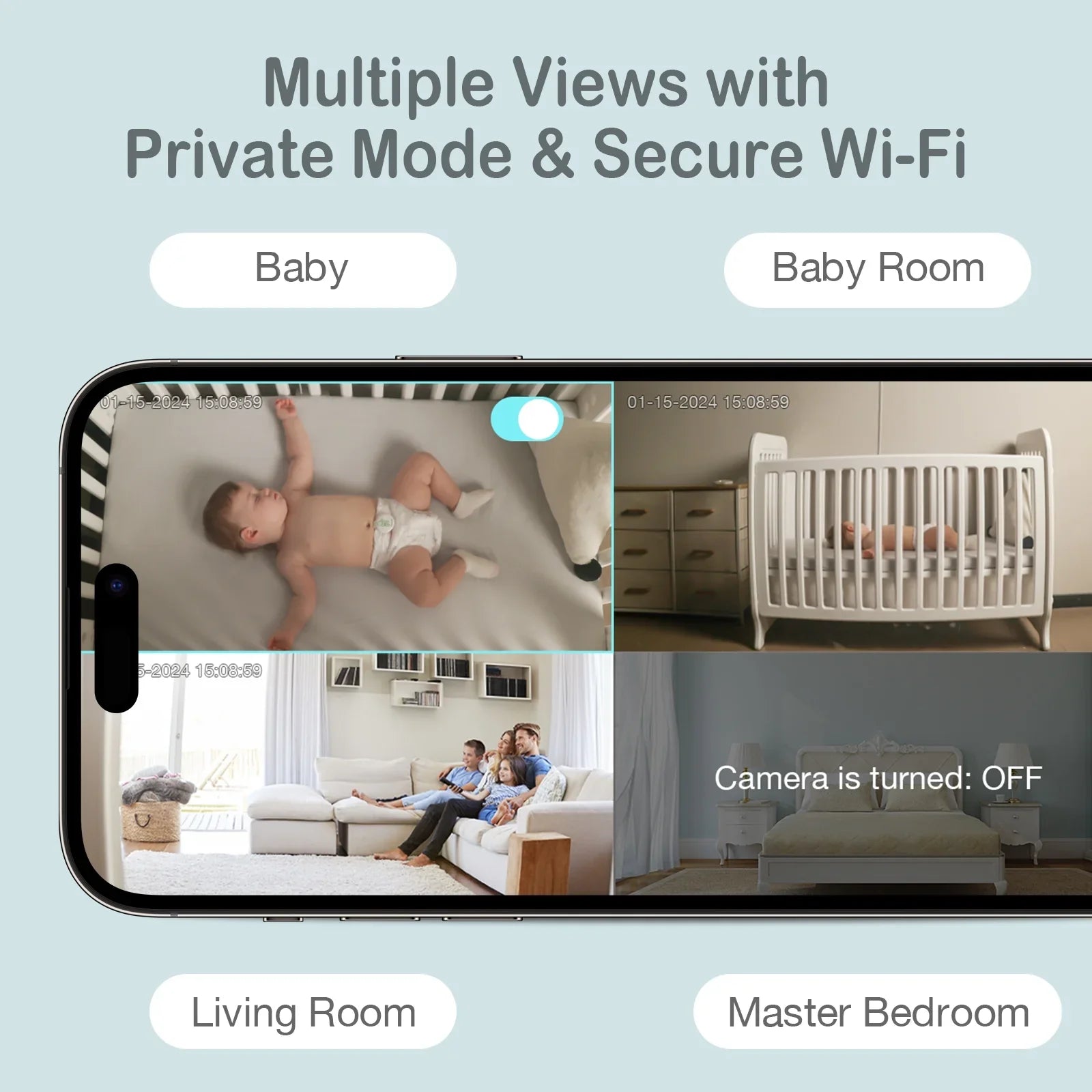 Sense-U Smart 2K Video Baby Monitor(& Eligible) with No Monthly Fee, Pan-Tilt-Zoom, Person/Baby Crying Sound/Motion Detection, 2-Way Talk, Night Vision, Background Audio, Activity Zone