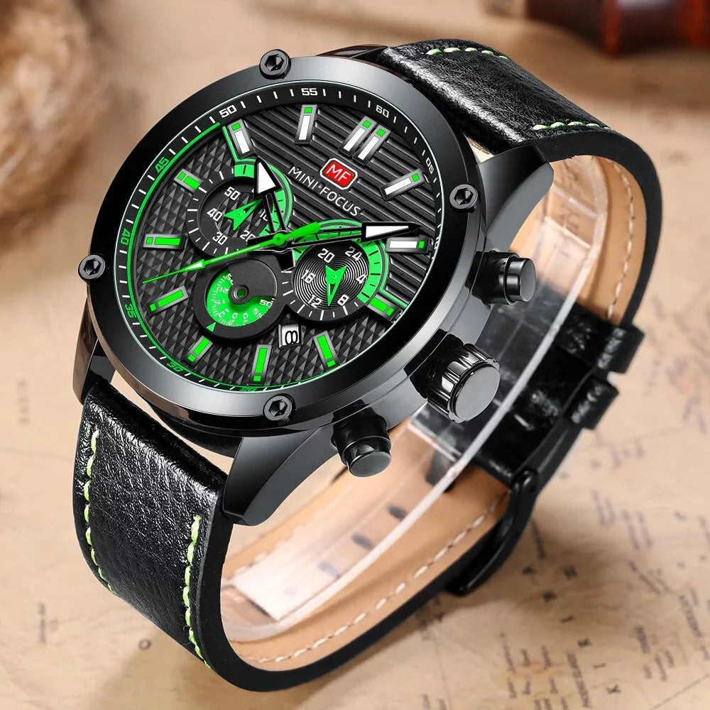 Watch Men Waterproof Black Leather Strap Luxury Brand Fashion Sport Montre Homme Wristwatch Quartz Relogio Masculino