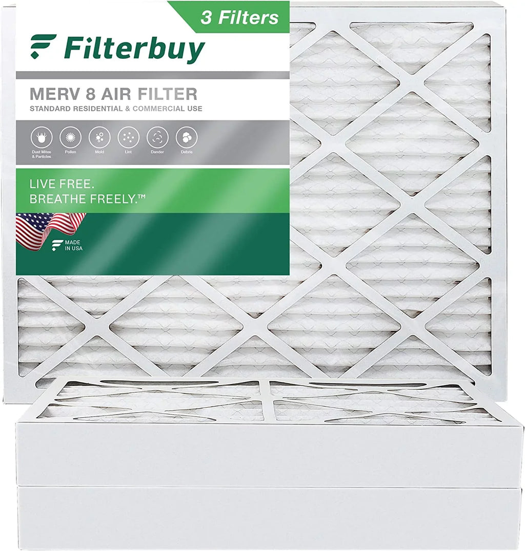 Filterbuy 20x25x4  8 Pleated   Furnace Air Filters (3-Pack)