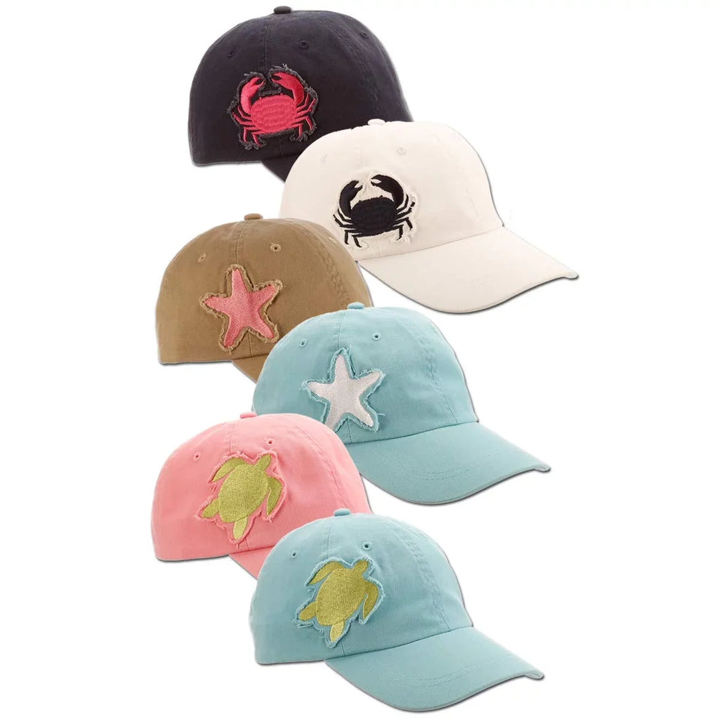Panama Jack Women's Baseball Cap - Packable, Lightweight Cotton Twill, 3" Brim Bill, Sea Creatures Frayed Patch (Khaki Starfish)