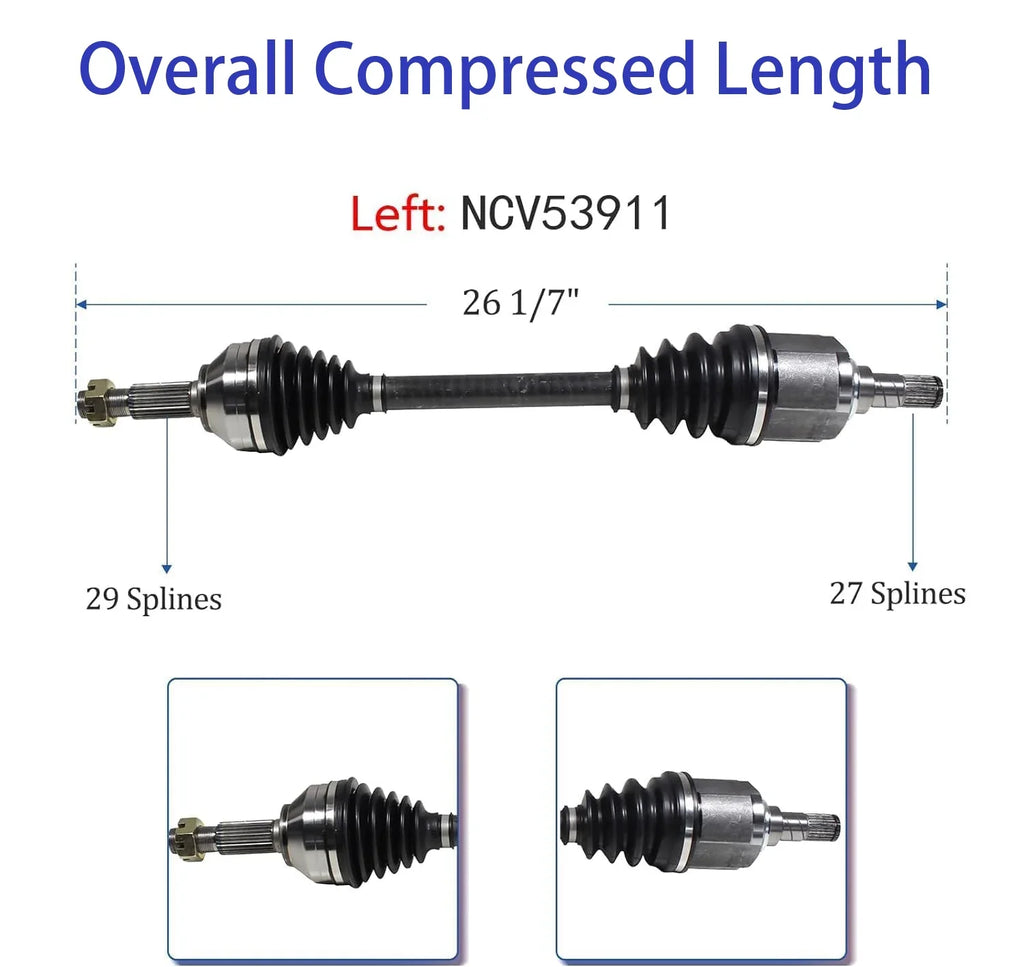 Pair  Axle Joint Assembly Front For 2007-2015 Nissan Altima, Rogue, Rogue Select Auto  Trans 2.5L NCV53911, NCV53912