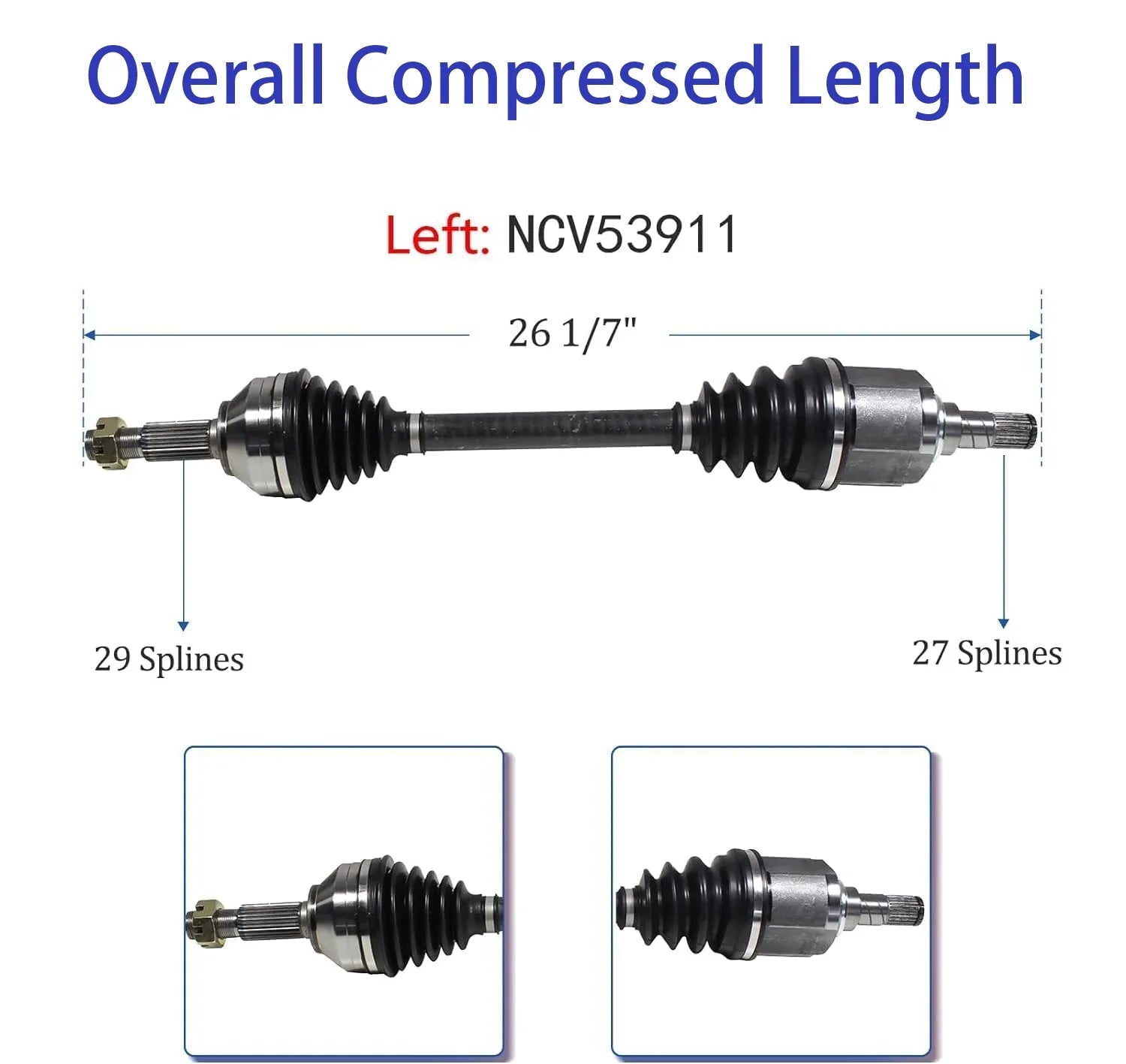 Pair  Axle Joint Assembly Front For 2007-2015 Nissan Altima, Rogue, Rogue Select Auto  Trans 2.5L NCV53911, NCV53912