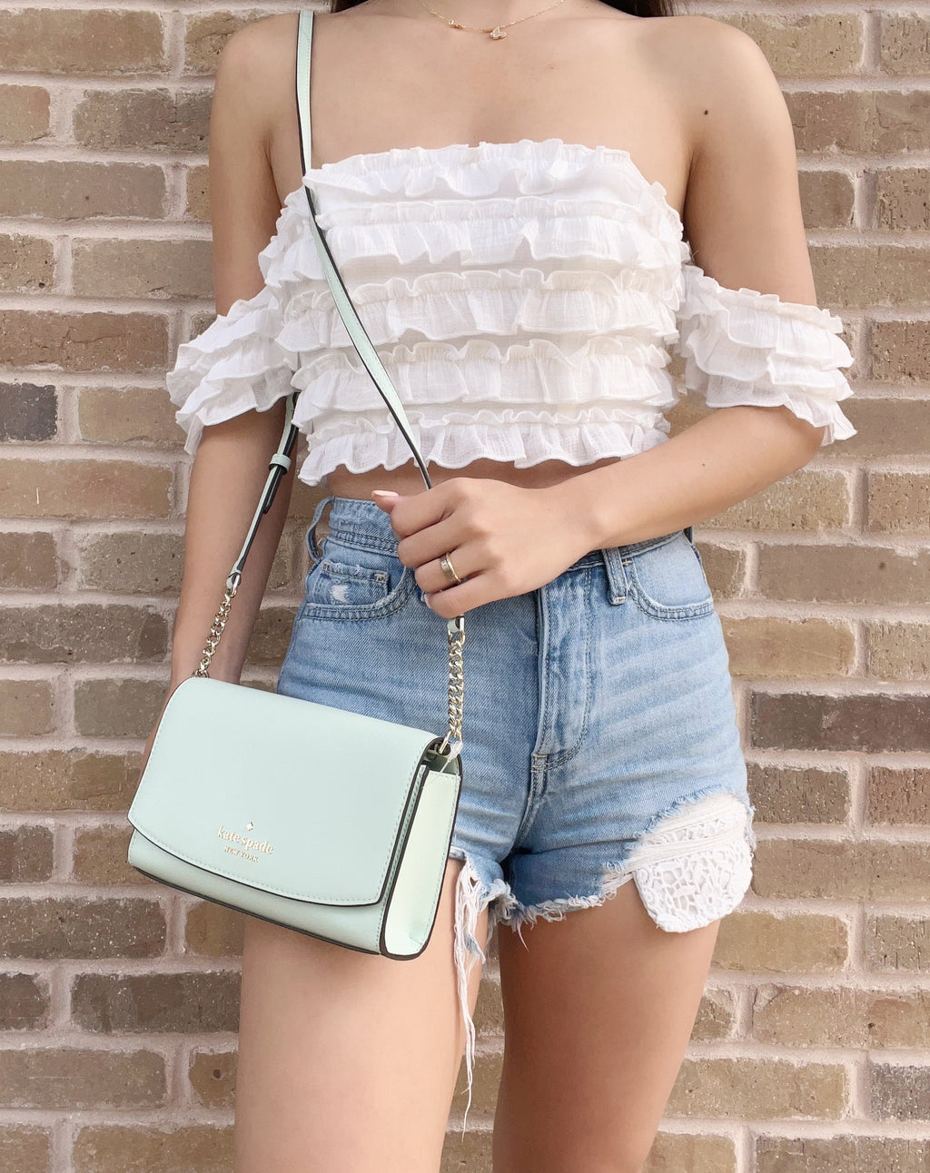 Kate Spade New York Staci Small Flap Crossbody Crystal Blue