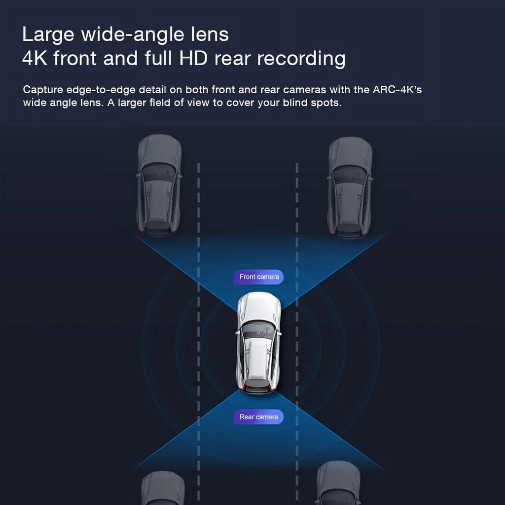 Arc4K 10" Rear-View Mirror Camera, Dual-Channel Front and Rear, Touchscreen, Parking Mode, Seamless Magnetic Mount Design