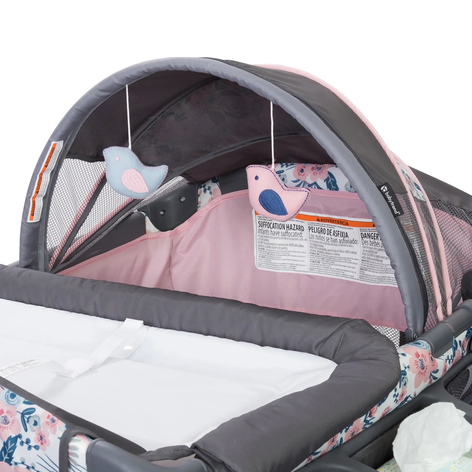 Baby Trend Deluxe  Nursery Center Playard with Travel Bag – Bluebell Pink