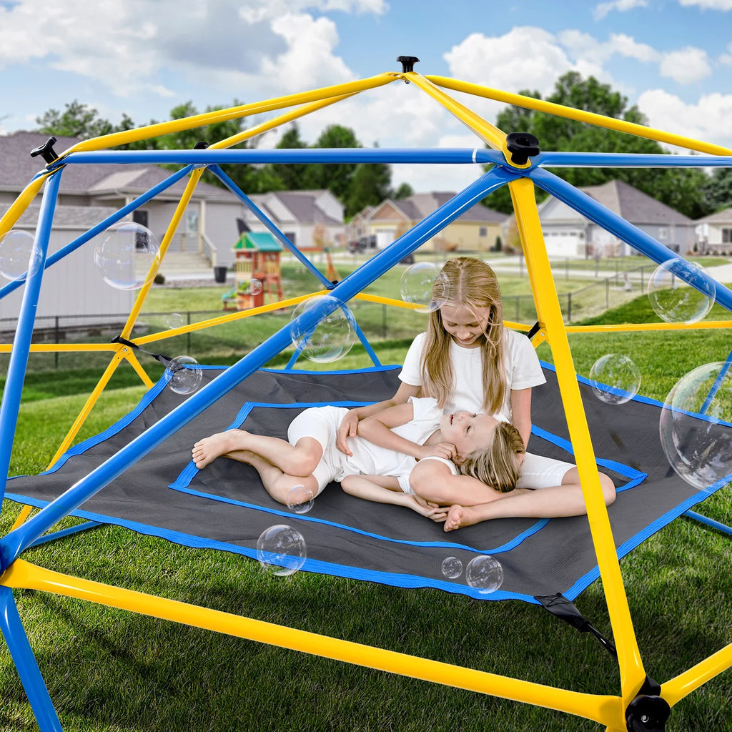 800 lbs Dome Climber with Canopy 10FT Steel Frame Climbing Dome with Swing and Hammock For Kids