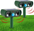 2 Pack Ultrasonic Animal Repellent Outdoor Solar Animal Repeller Waterproof with  Sensor & Flashing Lights Pest Repeller Animal Deterrent to Keep Deer Cat Dog Raccoon Mouse Fox Away