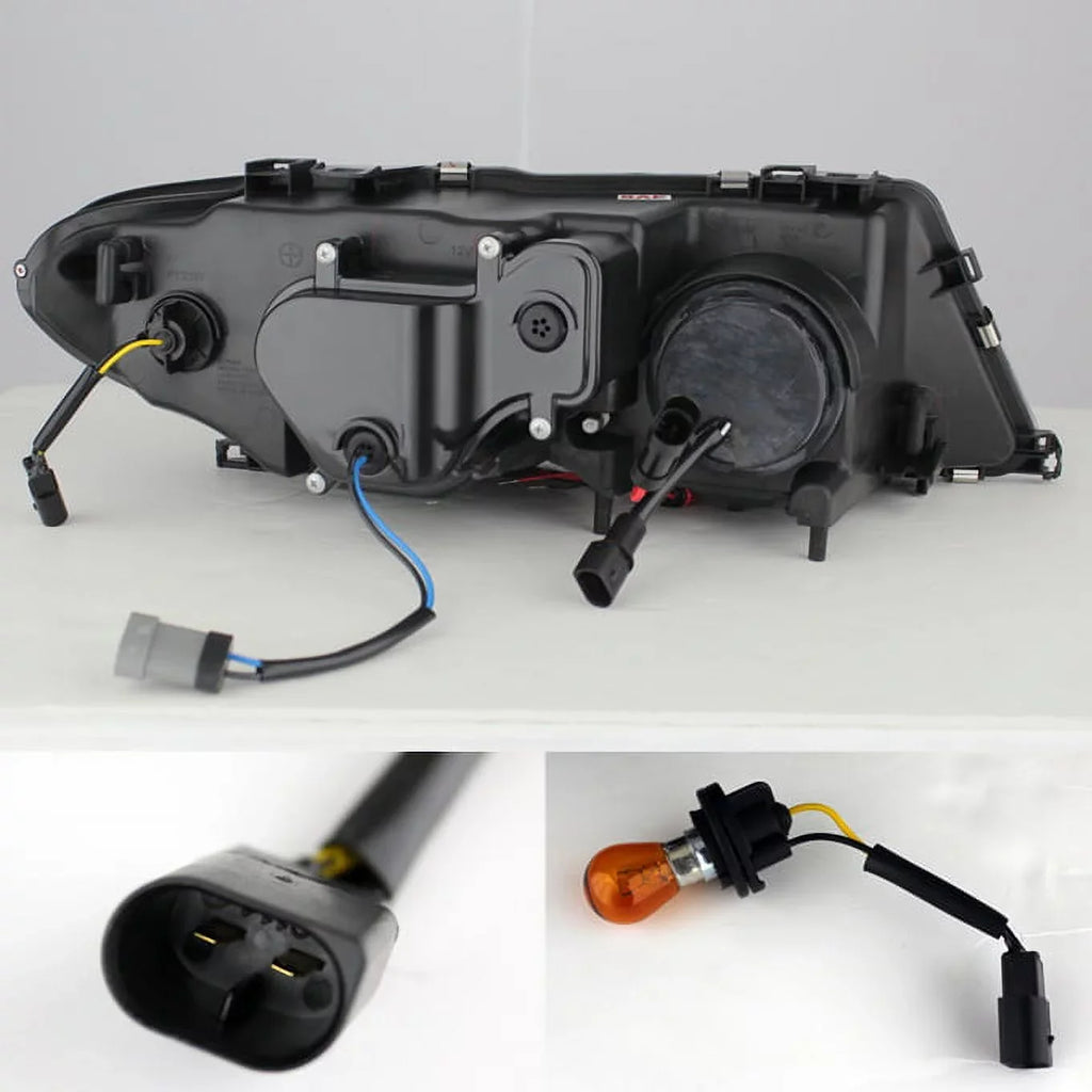 '- For  E46 3-Series 2 Doors Coupe Black Halo Ring  Projector Replacement Headlights  +  Lamps