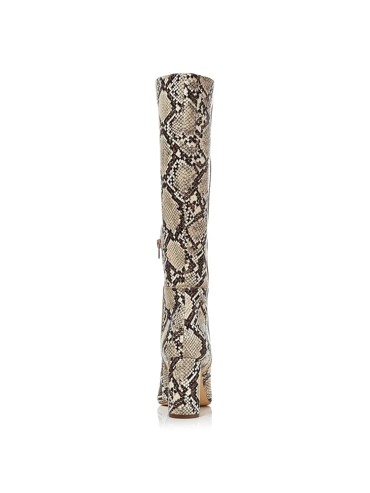 Aqua Womens Maria Leather Block Heel Knee-High Boots Beige 7.5 Medium