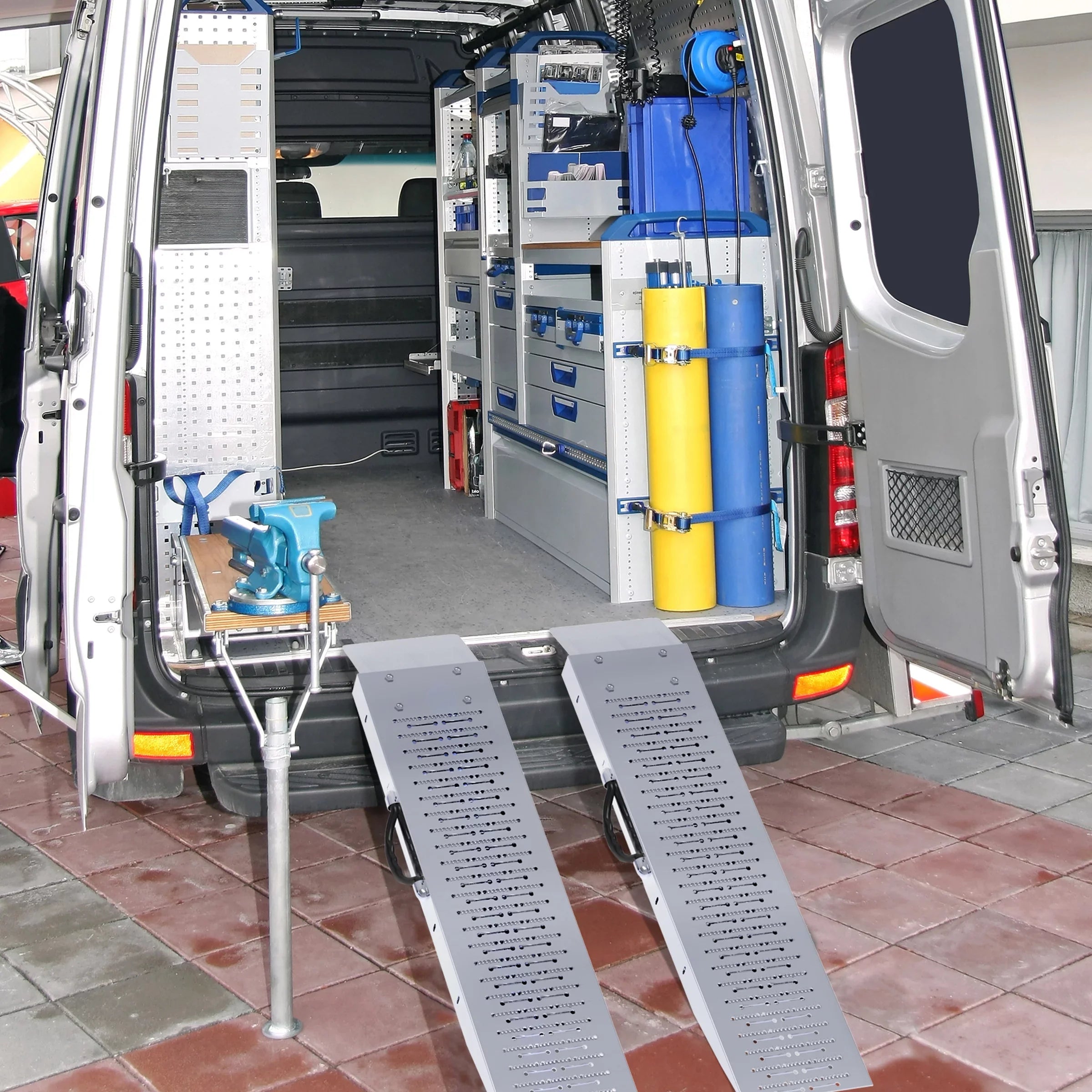 Stalwart Loading Ramps, Steel Ramp Set for ATVs, Motorcycles, Mowers, Carts and More, Use with Pickup Trucks and Trailers, 1200lb Combined Capacity