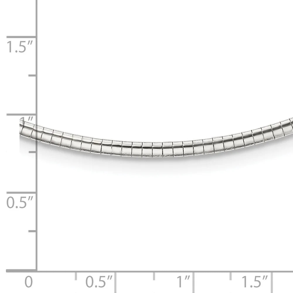 925 Sterling Silver Omega Chain Styles Necklace 2mm w/2 in Ext Cubetto 16 inch