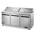 Arctic Air AST72R 71.5-Inch 3-Door Refrigerated Sandwich/Salad Prep Table, 115v