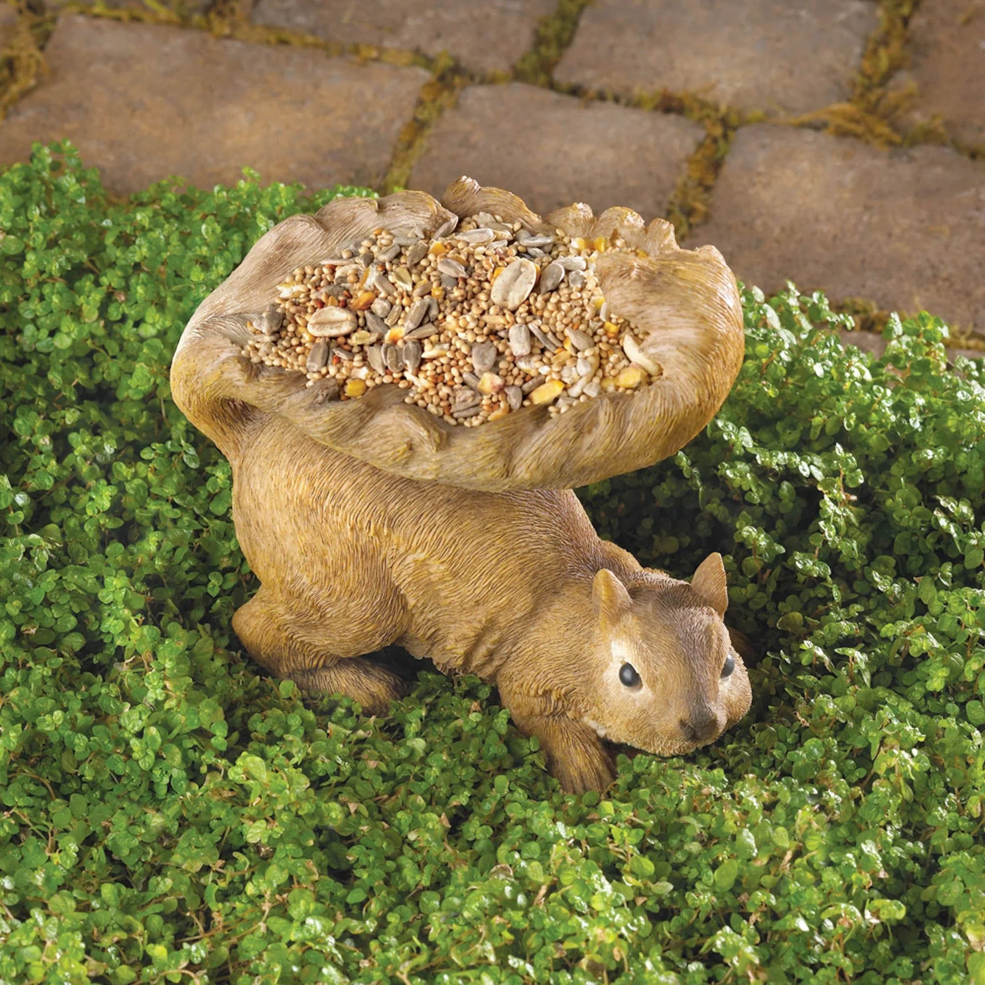 Zingz & Thingz Woodland Squirrel Outdoor Bird Feeder - 7" - Brown