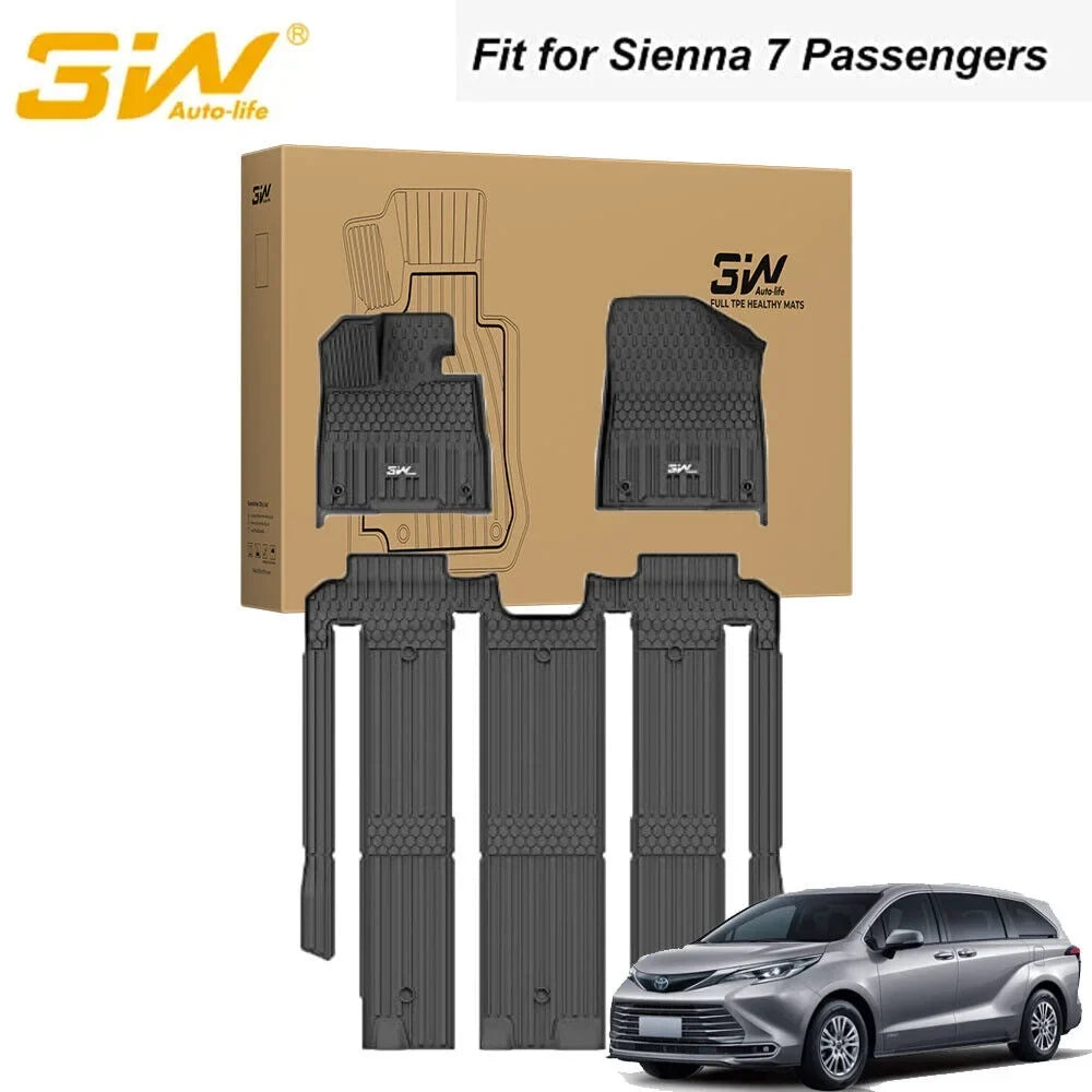 3W Floor Mats for 2021-2024 Toyota Sienna 7 Seat Car Floor Liner fit Sienna 7 seat  All weather