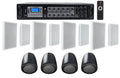 6-Zone Amplifier+4  Pendant+8 Slim White Wall Speakers 4 Restaurant/Bar/Cafe