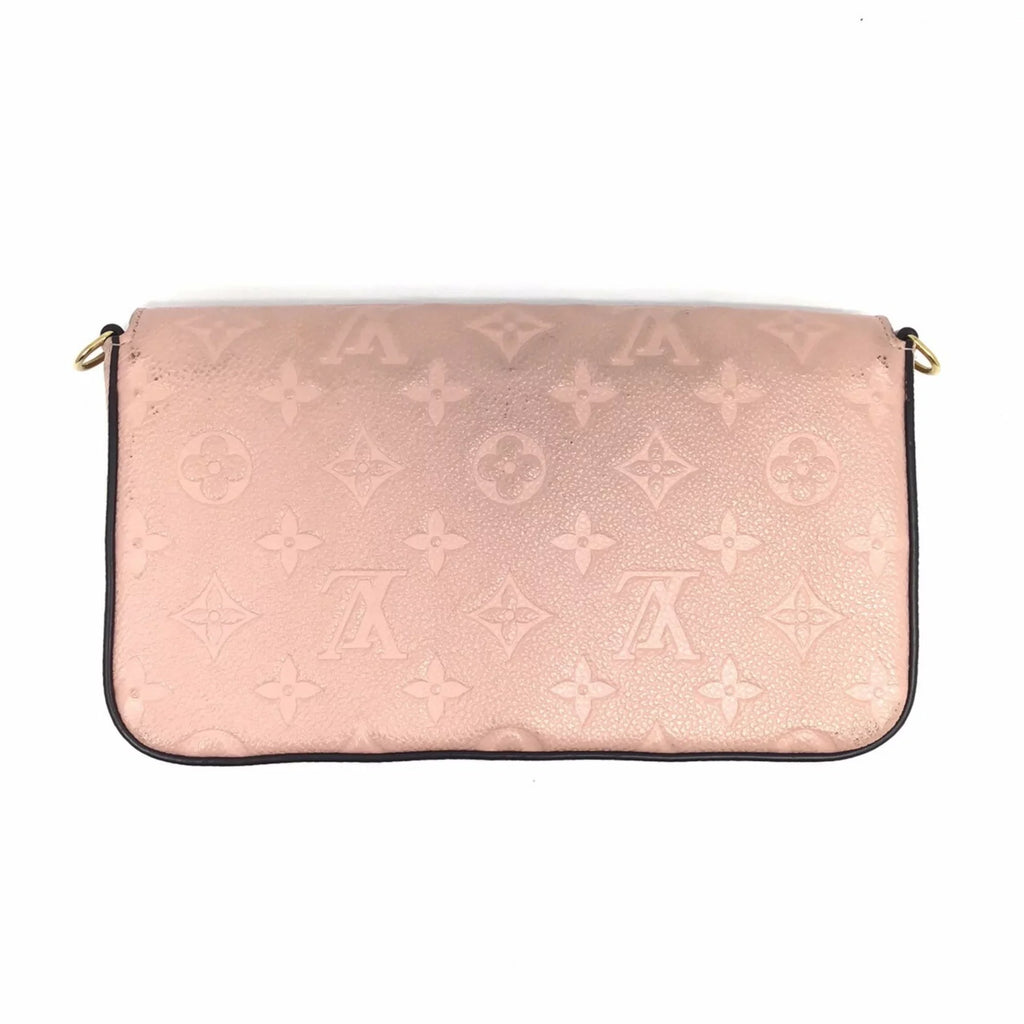 Pre-Owned   Louis Vuitton Monogram Implant Pochette Felicie M67856 Chain Wallet Bag Pink G Hardware Gold Rose Ballerine Women's (Fair)