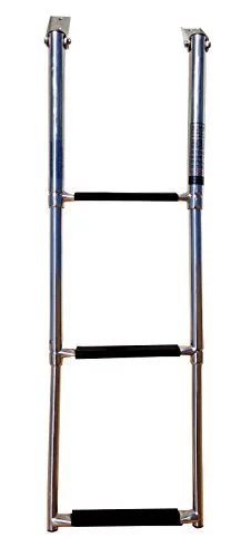 Pactrade Marine Boat Stainless Steel 3 Steps Telescopic Folding Ladder with Rubber Foot Grips