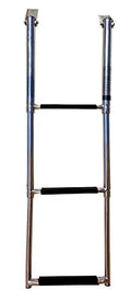 Pactrade Marine Boat Stainless Steel 3 Steps Telescopic Folding Ladder with Rubber Foot Grips