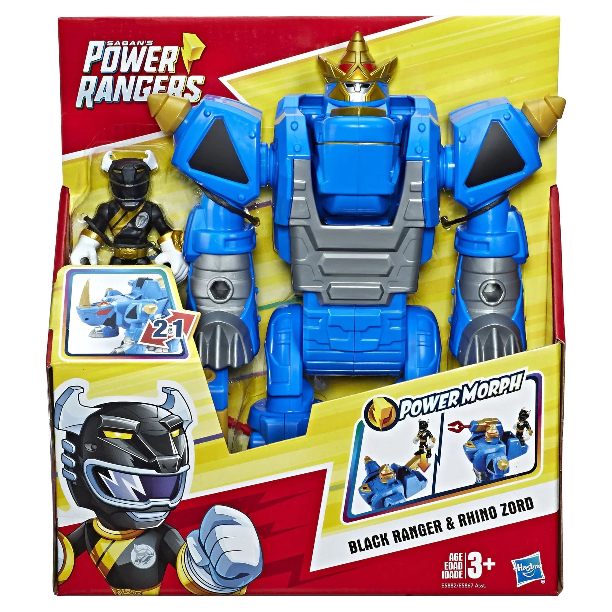 Playskool Heroes Power Rangers Morphin Zords Black Ranger & Rhino Zord