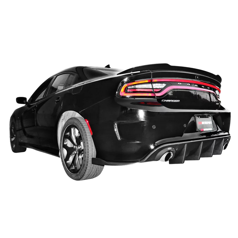 Ikon Motorsports Compatible with 15-23 Dodge Charger V2 Style Rear Bumper Lip Side Apron Carbon Fiber Print