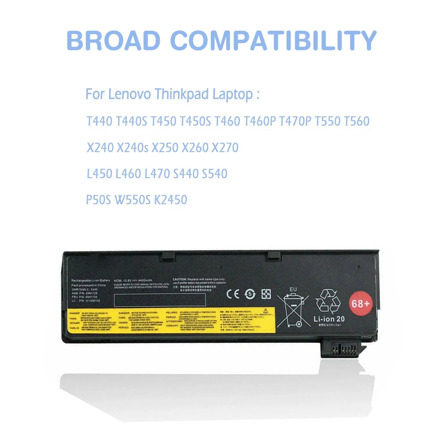 0C52862 0C52861 Laptop Battery 48Wh 68+ For Lenovo Thinkpad T440 T440S T450 T450S T460 T460P T470P T550 T560 X240 X240s X250 X260 X270 L450 L460 L470 S440 S540 P50S W550S K2450 Notebook 45N1128