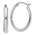 Real 14kt White Gold Polished 3.75mm Oval Tube Hoop Earrings; for Adults and Teens; for Women and Men