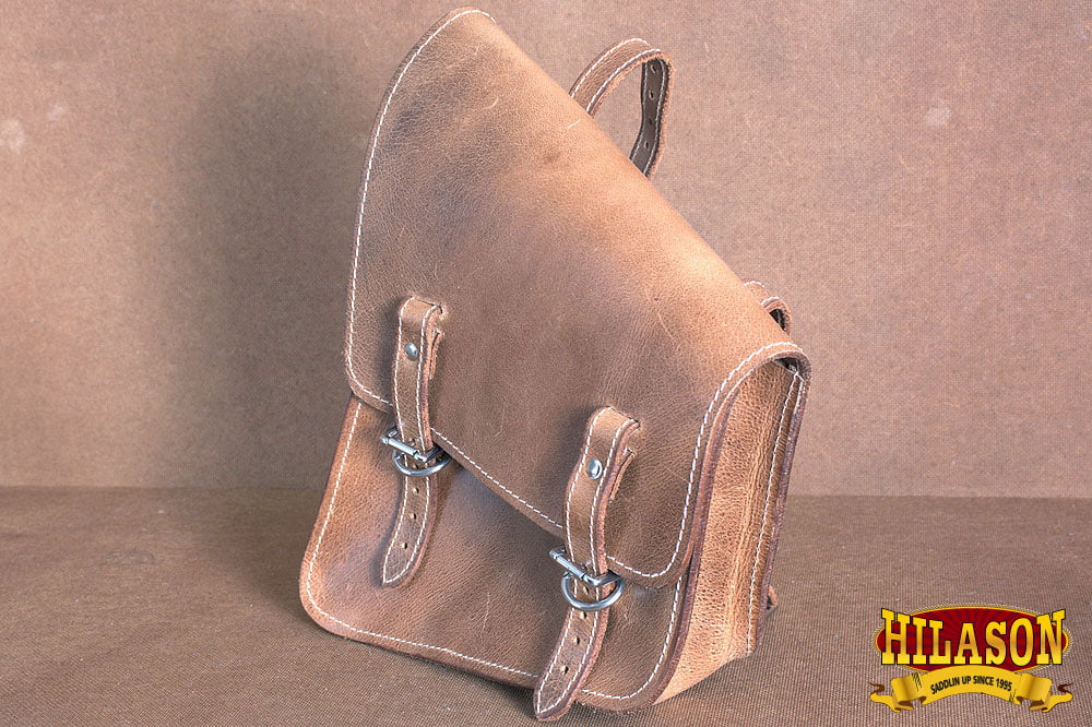 89HS Motorcycle Bike Right Side Saddle Bag Leather Softail Rigid Hilason