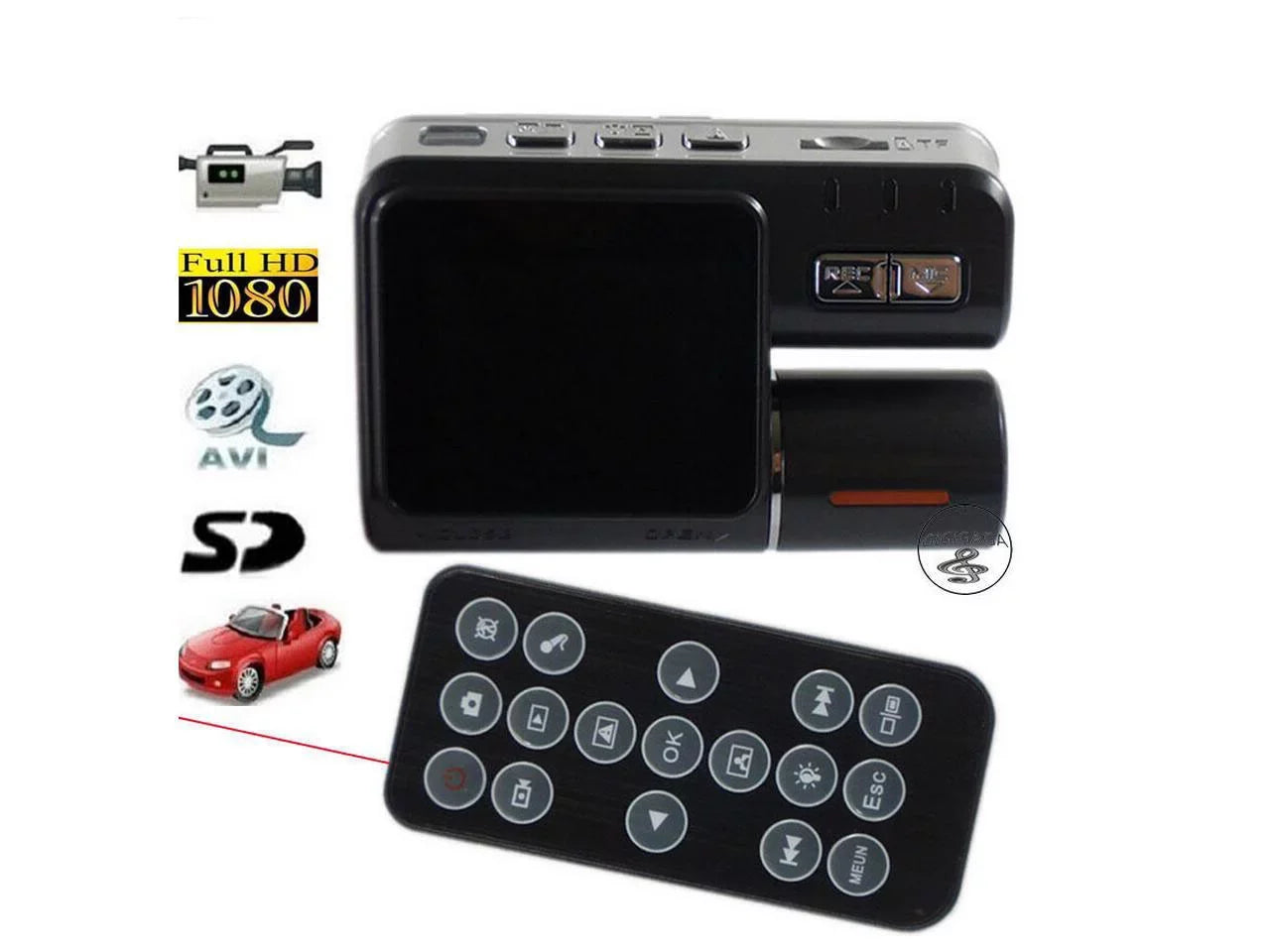 Full Chi I1000 separated 1080P twin lens driving recorder night vision with automobile black boxFull  1080P I1000 2" Screen Car  Recorder Camera +  Remote Controller