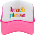 Katydid Beach Please (Lowercase) Foam Trucker Hat Hot Pink/White
